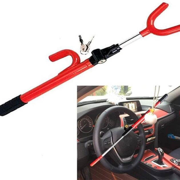 قفل عجلة قيادة السيارة مضاد للسرقة - قابل للسحب على شكل حرف U