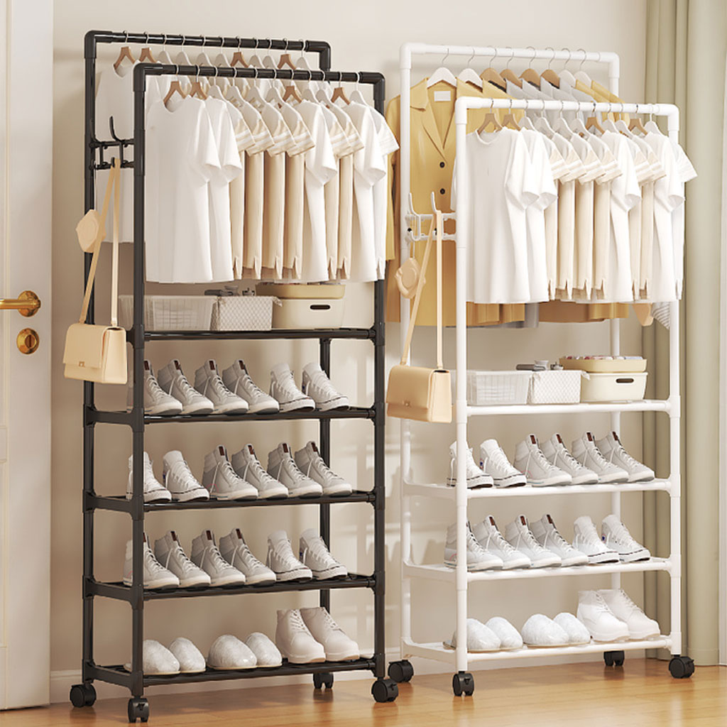 Perchero Organisateur à 5 Niveaux avec Roues pour Vêtements et Chaussures – منظم ملابس وأحذية بخمسة مستويات - الصورة 6