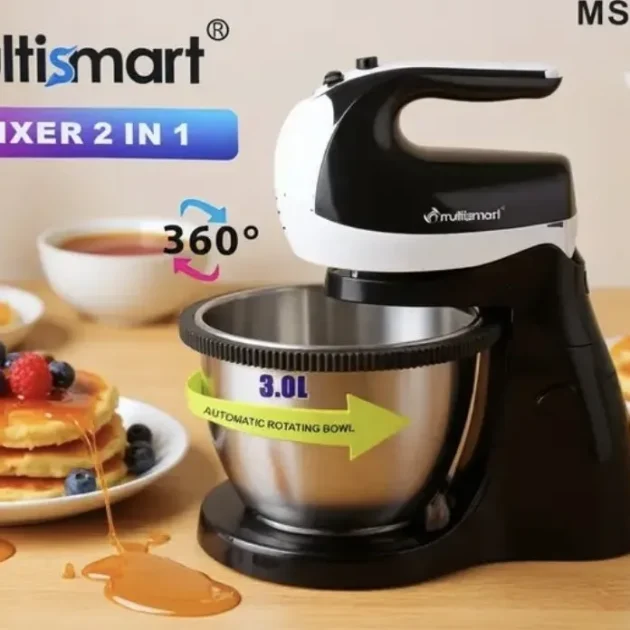 Batteur avec Bol rotatif en inox 03L 300W 05 Vitesses MultiSmart MS-HM3023