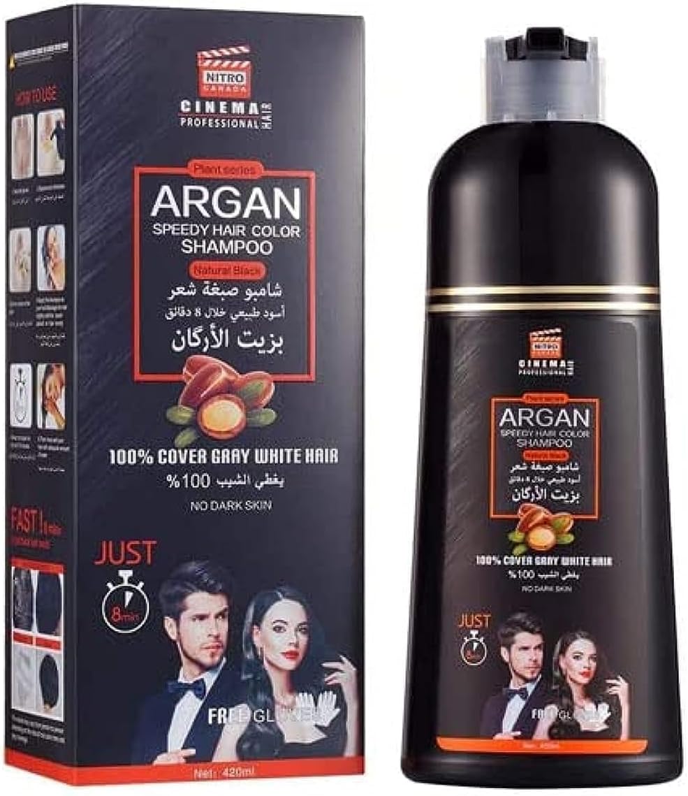 شامبو صبغة الشعر و تغطية الشيب بخلاصة زيت الأرجان الطبيعي - Nitro Canada 420 ml