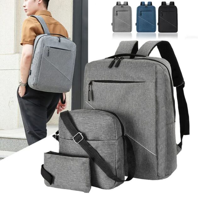 Sac à Dos Multifonctionnel 3Pcs Sortie USB Emplacement PC Portable