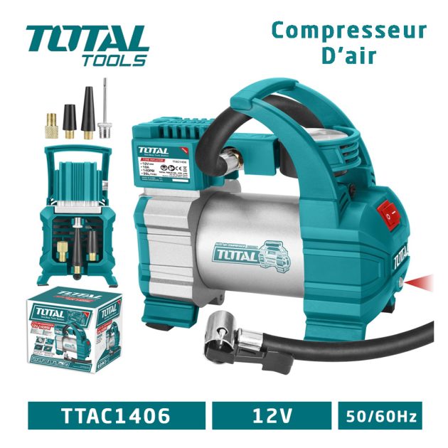 Compresseur d’Air À Batterie De Voiture 12V-140PSI TOTAL TTAC1406
