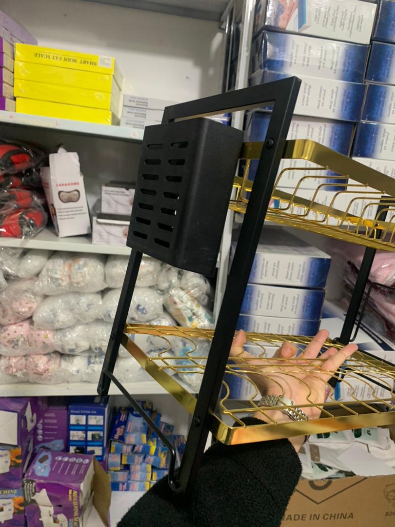 Égouttoir à Vaisselle 2 Niveaux Gold pour Comptoir de Cuisine - الصورة 6