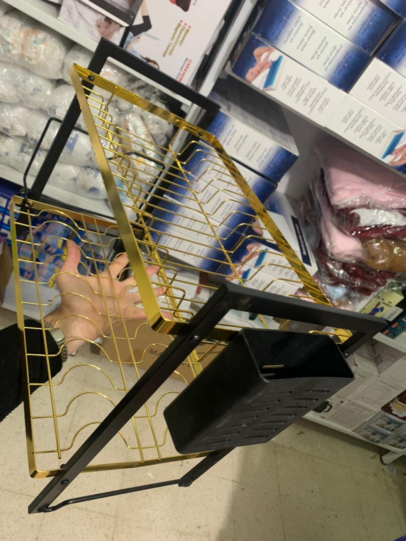 Égouttoir à Vaisselle 2 Niveaux Gold pour Comptoir de Cuisine - الصورة 5
