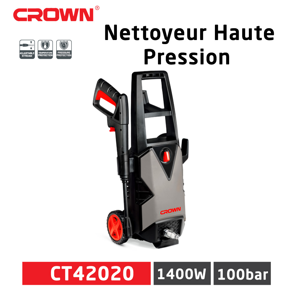 منظف عالي الضغط 1400 وات 100 بار Nettoyeur Haute Pression 1400W 100Bar CROWN CT42020