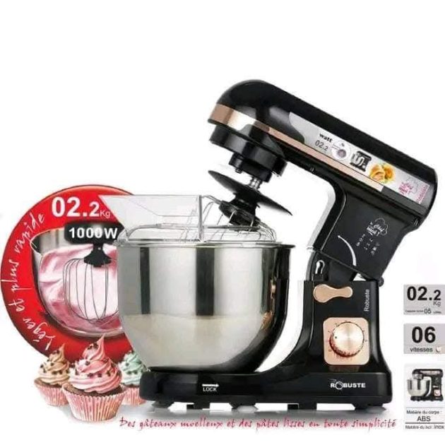 Robuste Robot Pétrin – Bol En Inox- 5 Litres / 2,2 Kg – 1000 W – Pk2