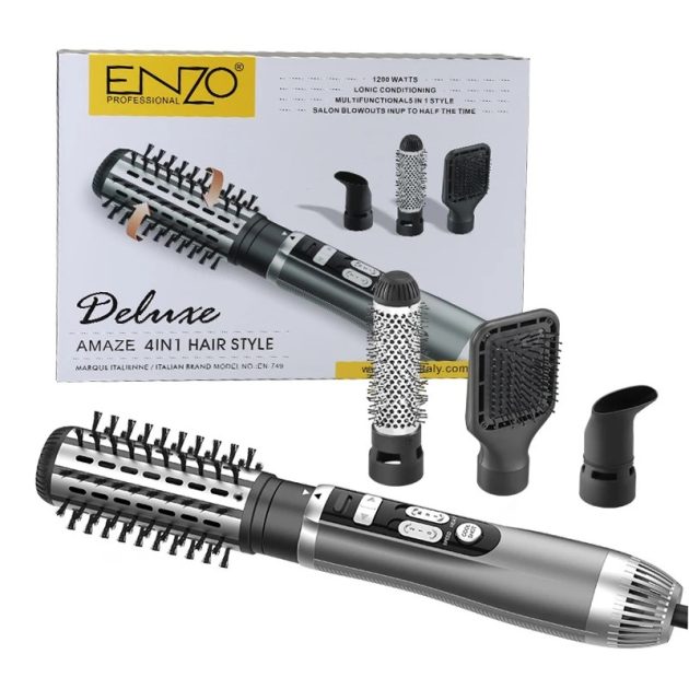 Brosse Enzo-749 À Cheveux 5en1 Rotative Soufllante Avec Technologie Ionique