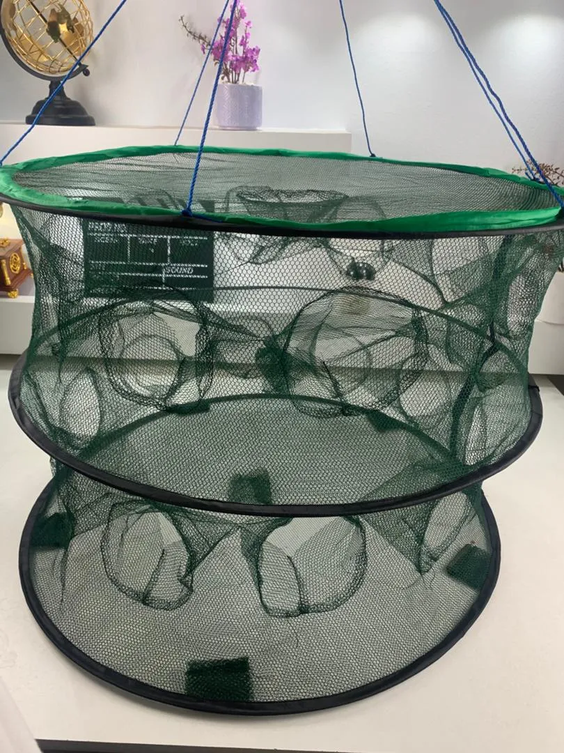 Piège de Pêche Poissons Rond 20 Trous pliable et portable 70cm – شبكة صيد الأسماك - الصورة 3