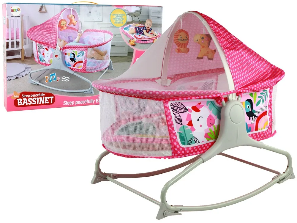 Bassinet Berceau, Lit à bascule avec tapis 2en1, sons et vibrations pour Bébé - سرير أطفال هزاز مع حصيرة - الصورة 6
