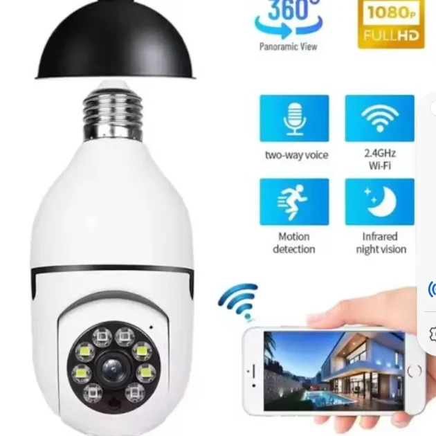 الكاميرا الذكية wifi للمراقبة بتصميم مصباح كهربائي