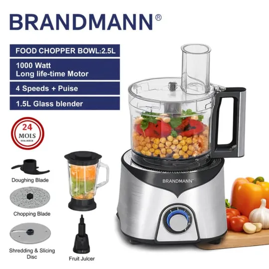Robot Multifonction 1000w Avec Bol Hachoir de 2.5l Brandmann BR-FP2605