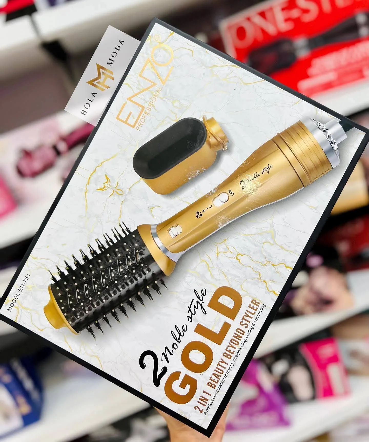 Brosse Enzo Professional 2 Noble Style Gold 2-in-1 Enzo 751 - الصورة 3